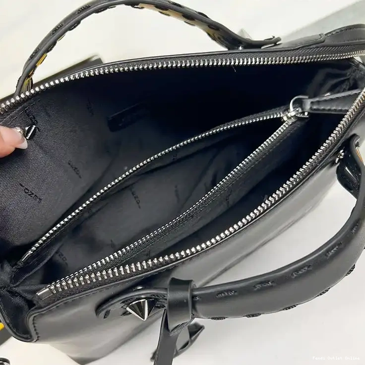 Cheap Bag Boston Way Logo Leather Fendi Black By ROMA Medium In Calf The 0530